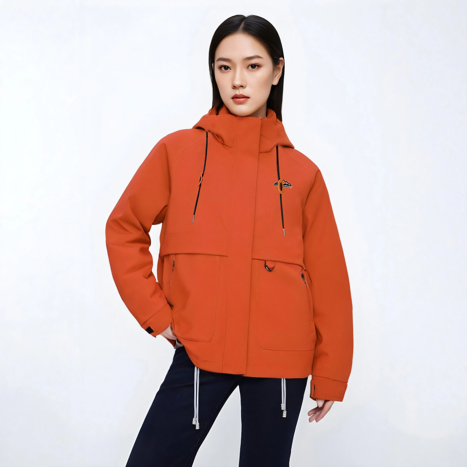 赛琪 玫瑰的故事户外登山防风防水机能风宽松百搭美拉德飞行员口袋工装休闲百搭连帽夹克外套 女款 向日葵色