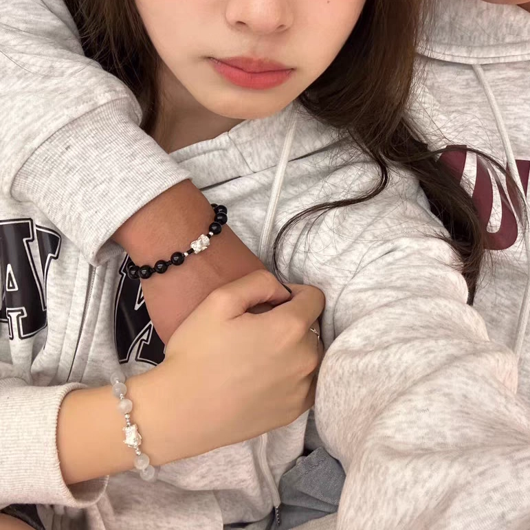 聆听花开 招财貔貅手饰清冷感轻奢小众高级感 国风高颜值仙女气质百搭配饰学院风小清新森系新款可调节 合金 手串 男女同款情侣款