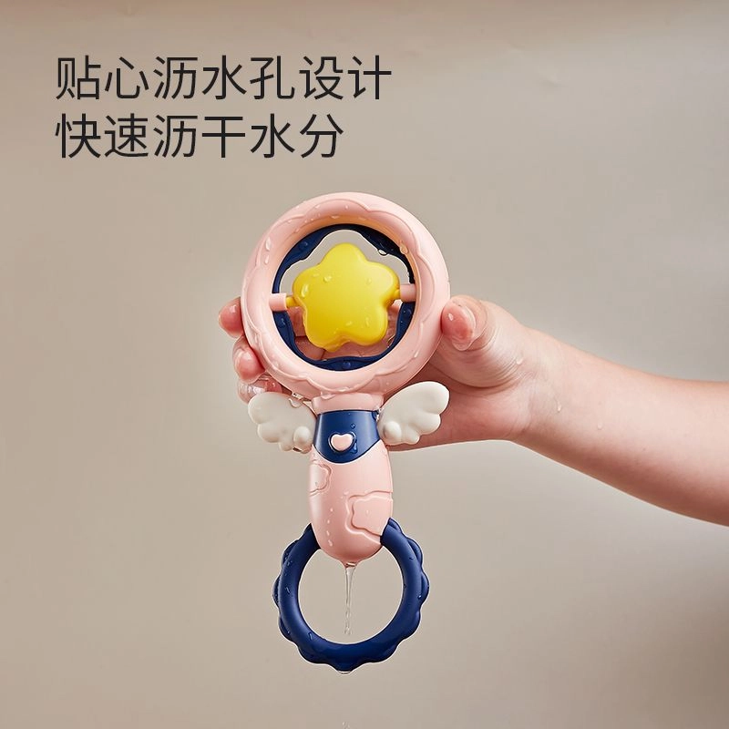 小牧马 手摇铃抓握训练 可啃咬牙胶 早教益智玩具