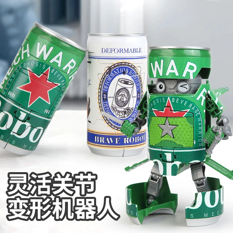 小牧马 汽水啤酒武士机器人 可乐饮料罐金刚机甲战士 拼装模型