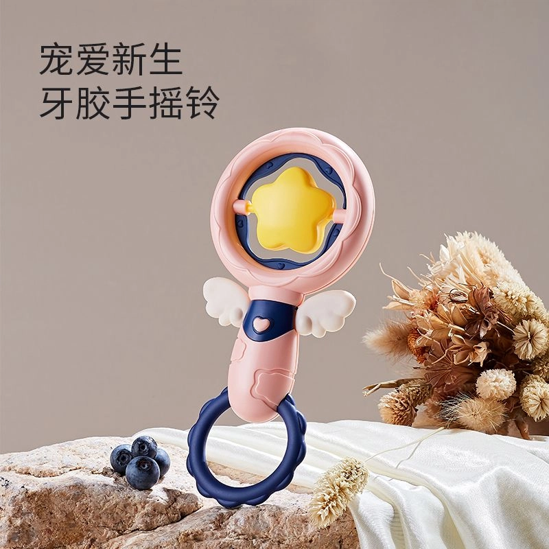 小牧马 手摇铃抓握训练 可啃咬牙胶 早教益智玩具