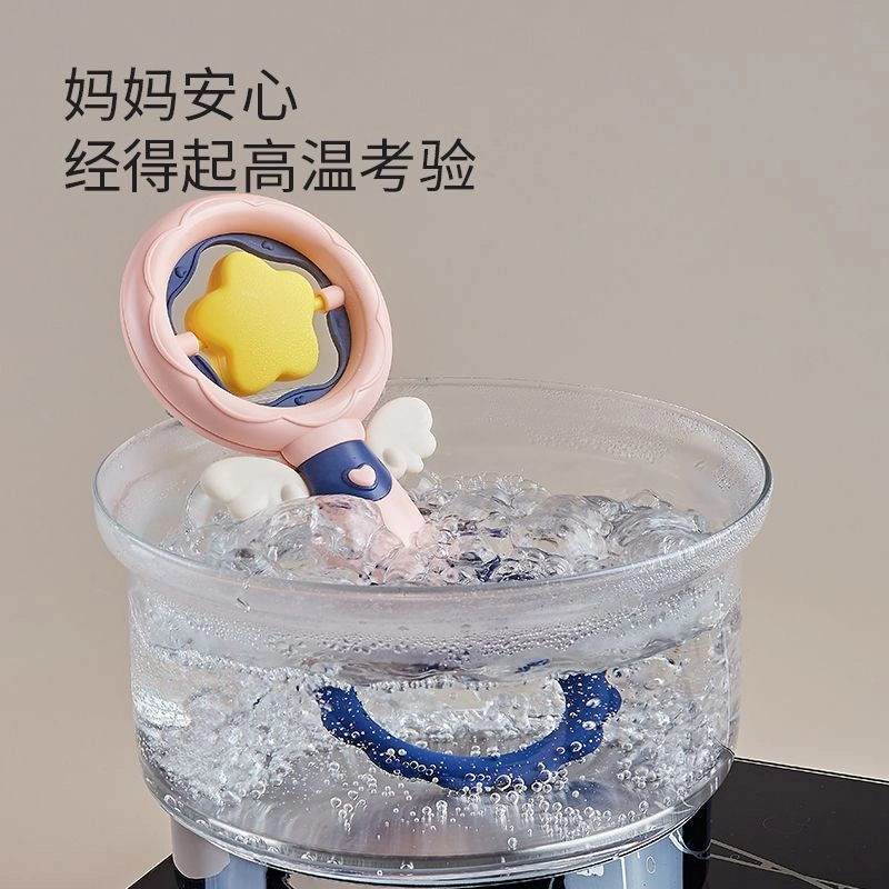 小牧马 手摇铃抓握训练 可啃咬牙胶 早教益智玩具