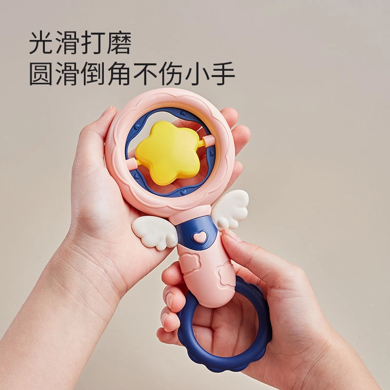 小牧马 手摇铃抓握训练 可啃咬牙胶 早教益智玩具