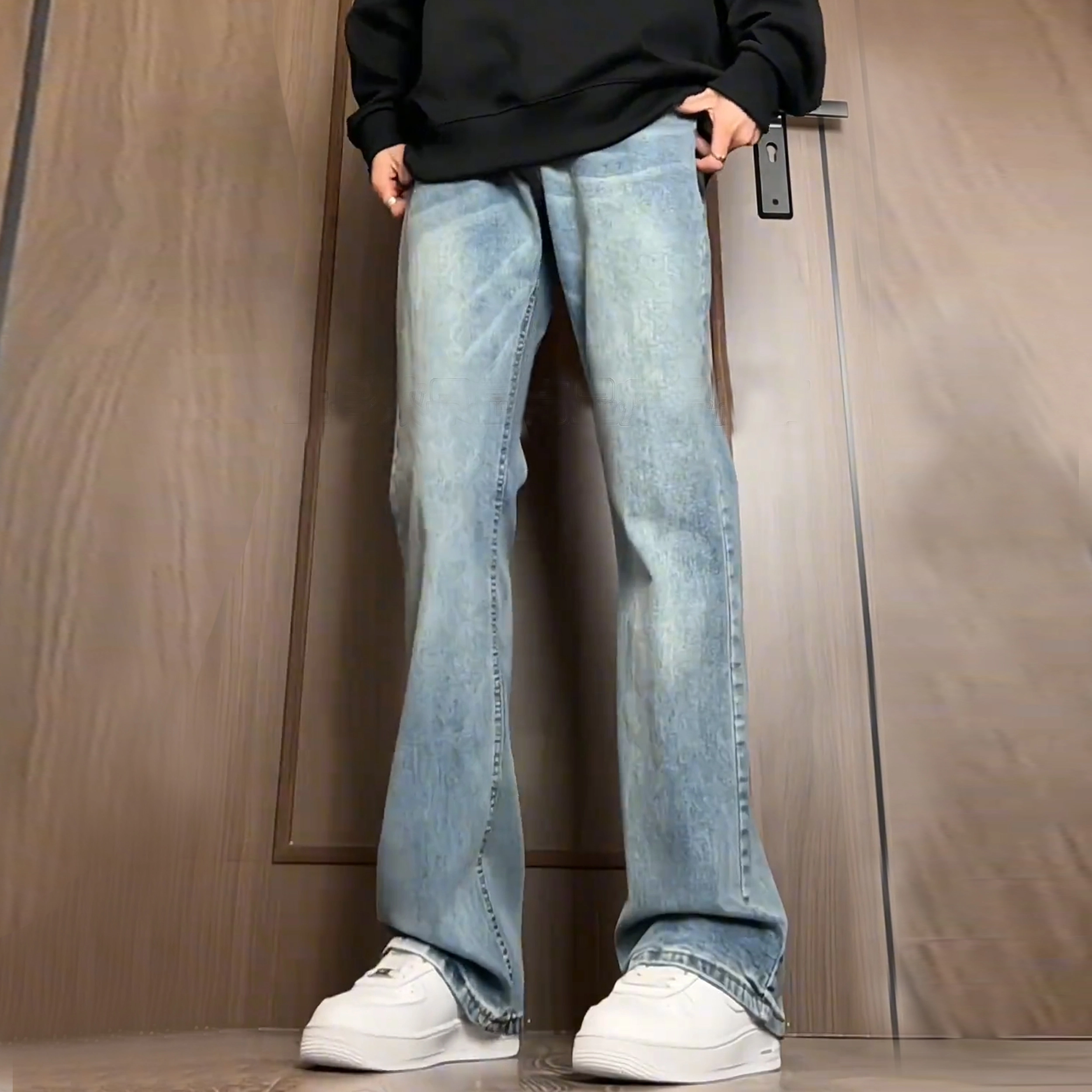 尘映 美式高街复古水洗做旧百搭休闲长裤牛仔裤 男女同款