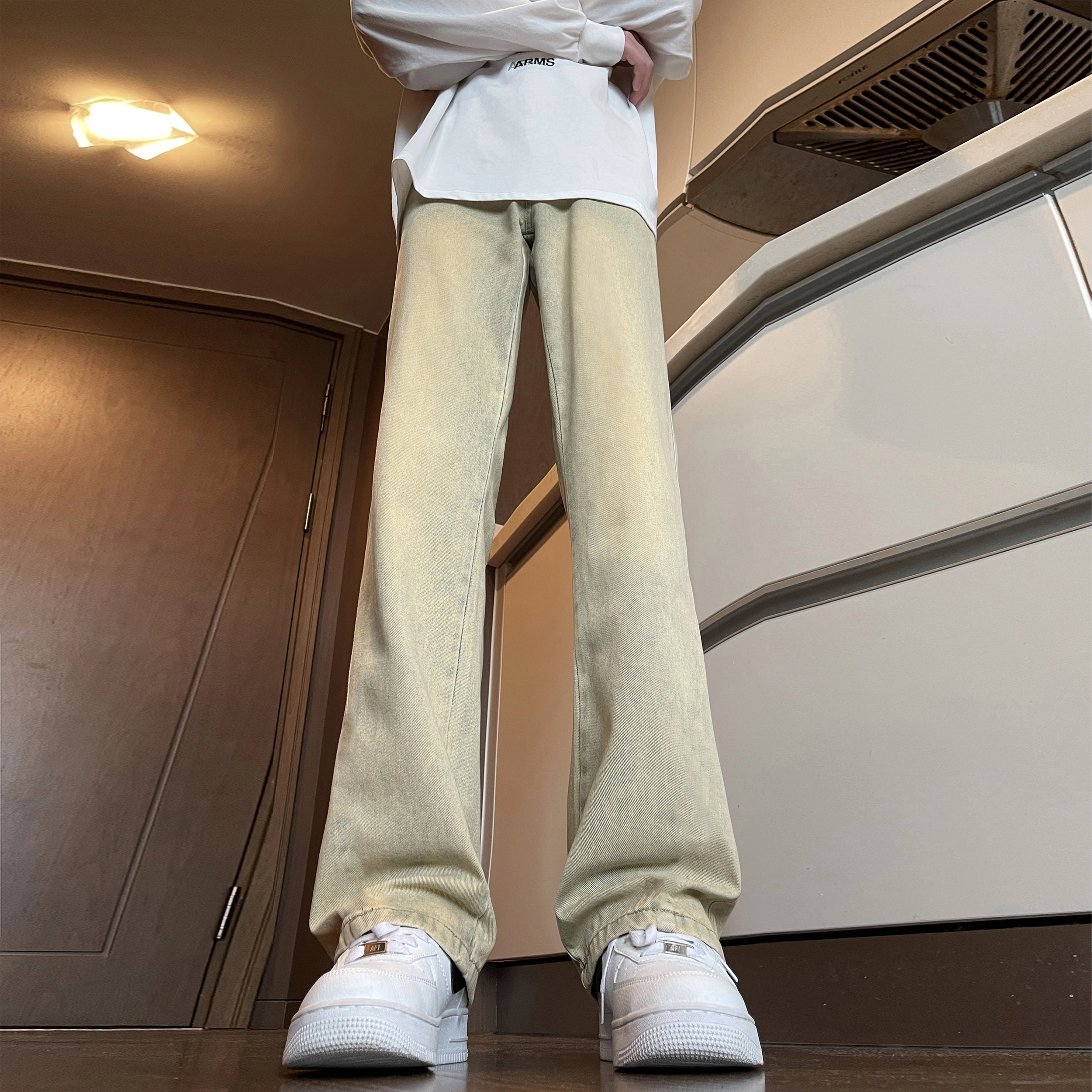 尘映 美式高街复古水洗做旧百搭休闲长裤牛仔裤 男女同款