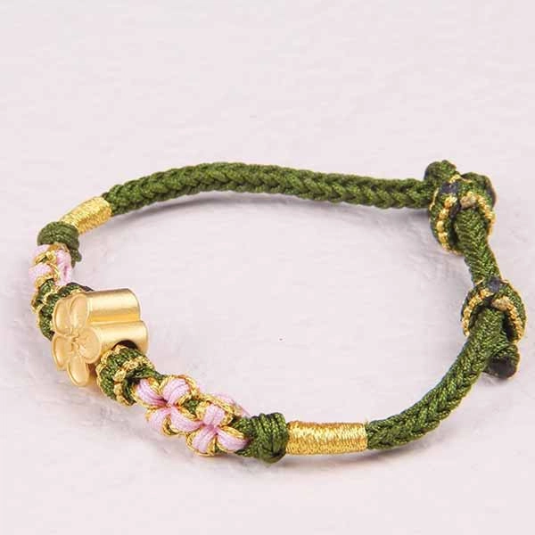 瑞诺 小桃花手工编织可调节手绳时尚招桃花首饰品 足金 一口价 黄金手链 女款