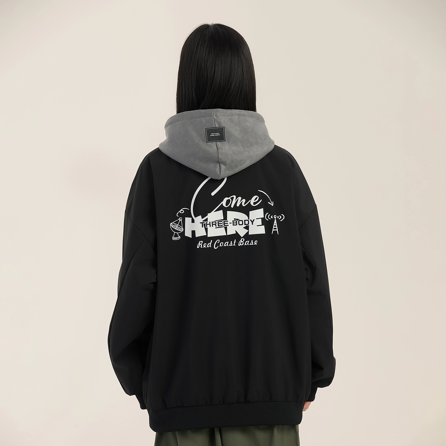 三体 红岸基地系列 美式复古简约基础款潮牌时尚学生多巴胺棒球服字母印花棒球领开衫百搭飞行服飞行员夹克外套 男女同款
