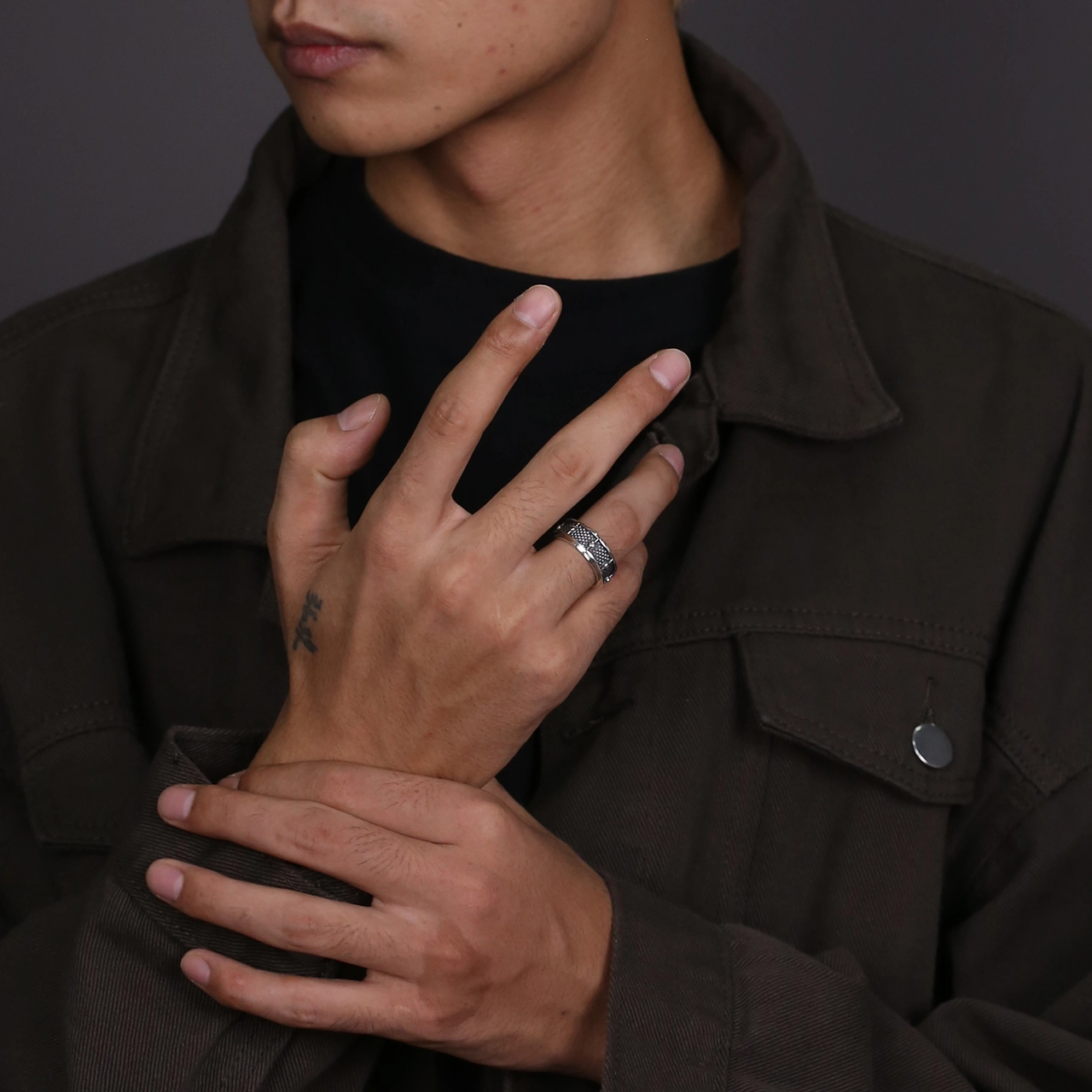 山形 架子鼓做旧复古乐器 戒指 男女同款情侣款