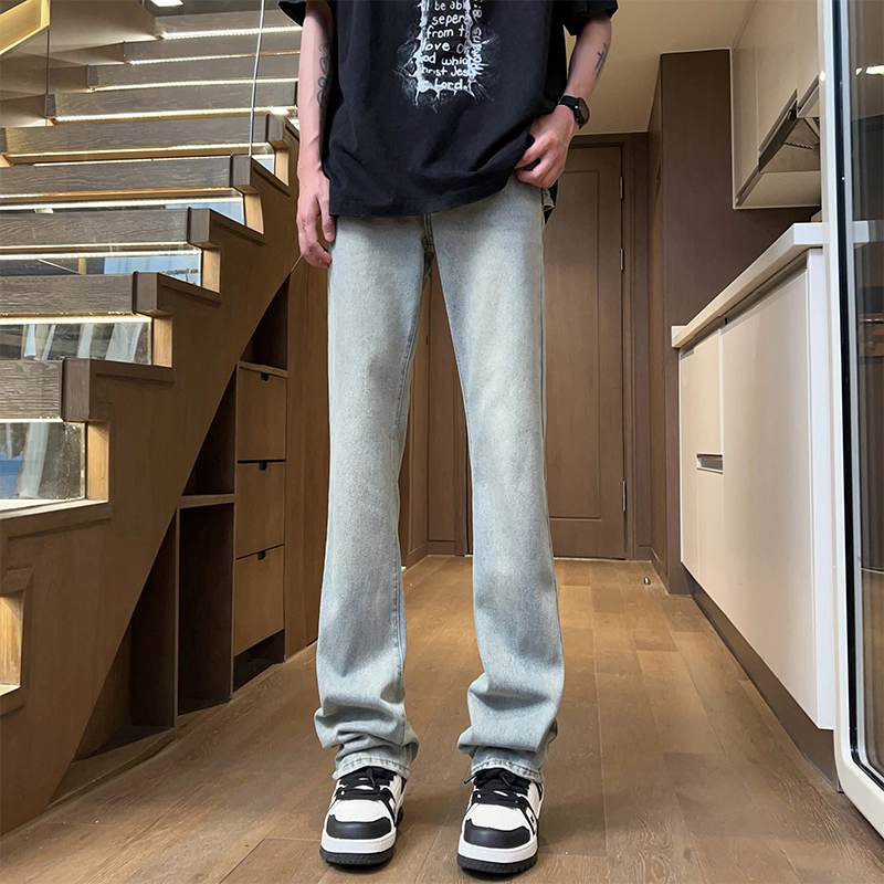 美式复古直筒休闲长裤小众潮牌设计感牛仔裤 男女同款