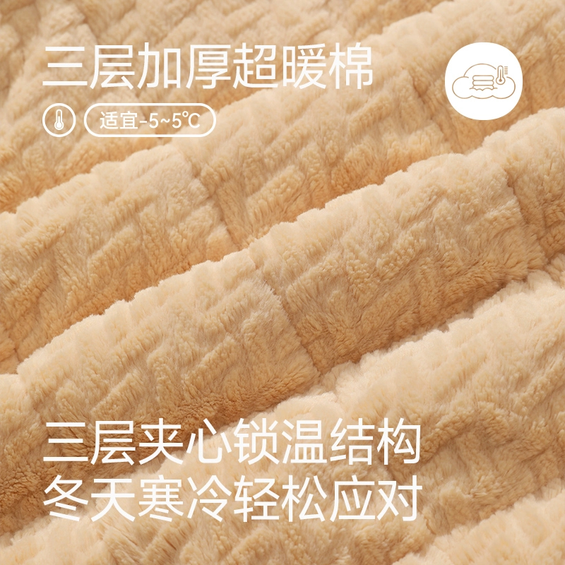 儿童款 芬腾 女童三层加厚夹棉珊瑚绒秋冬季加绒抗静电女孩家居服睡衣套装
