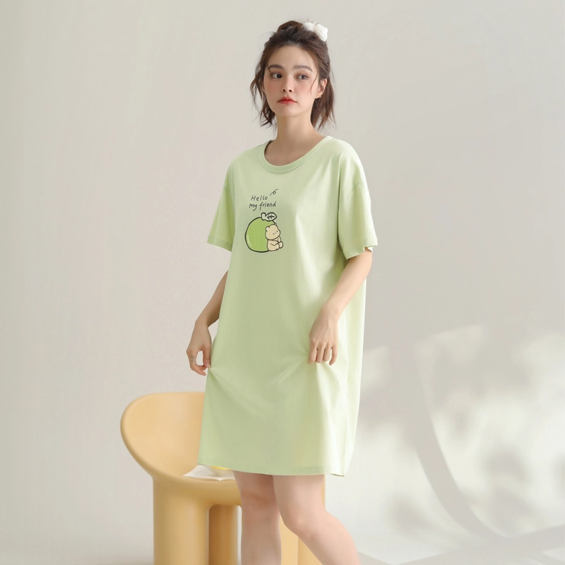 芬腾 亲肤舒适透气短袖睡裙 女款 果绿
