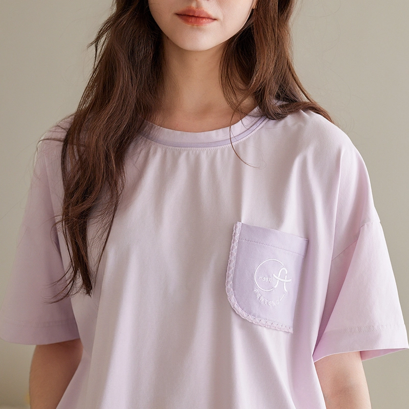芬腾 亲肤透气短袖休闲大码外穿家居服睡衣套装 女款