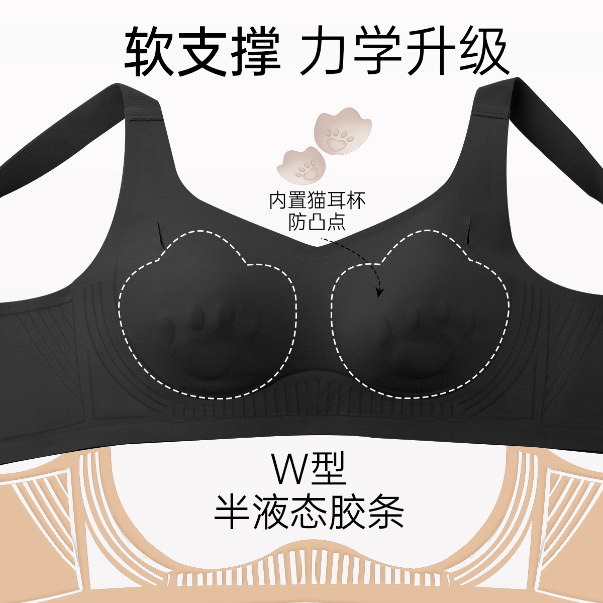 润微 隐形收副乳防下垂薄款无痕夏季文胸 女款