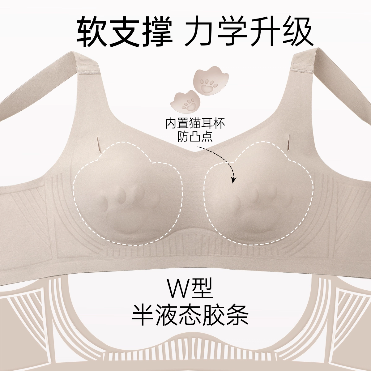 润微 隐形收副乳防下垂薄款无痕夏季文胸 女款
