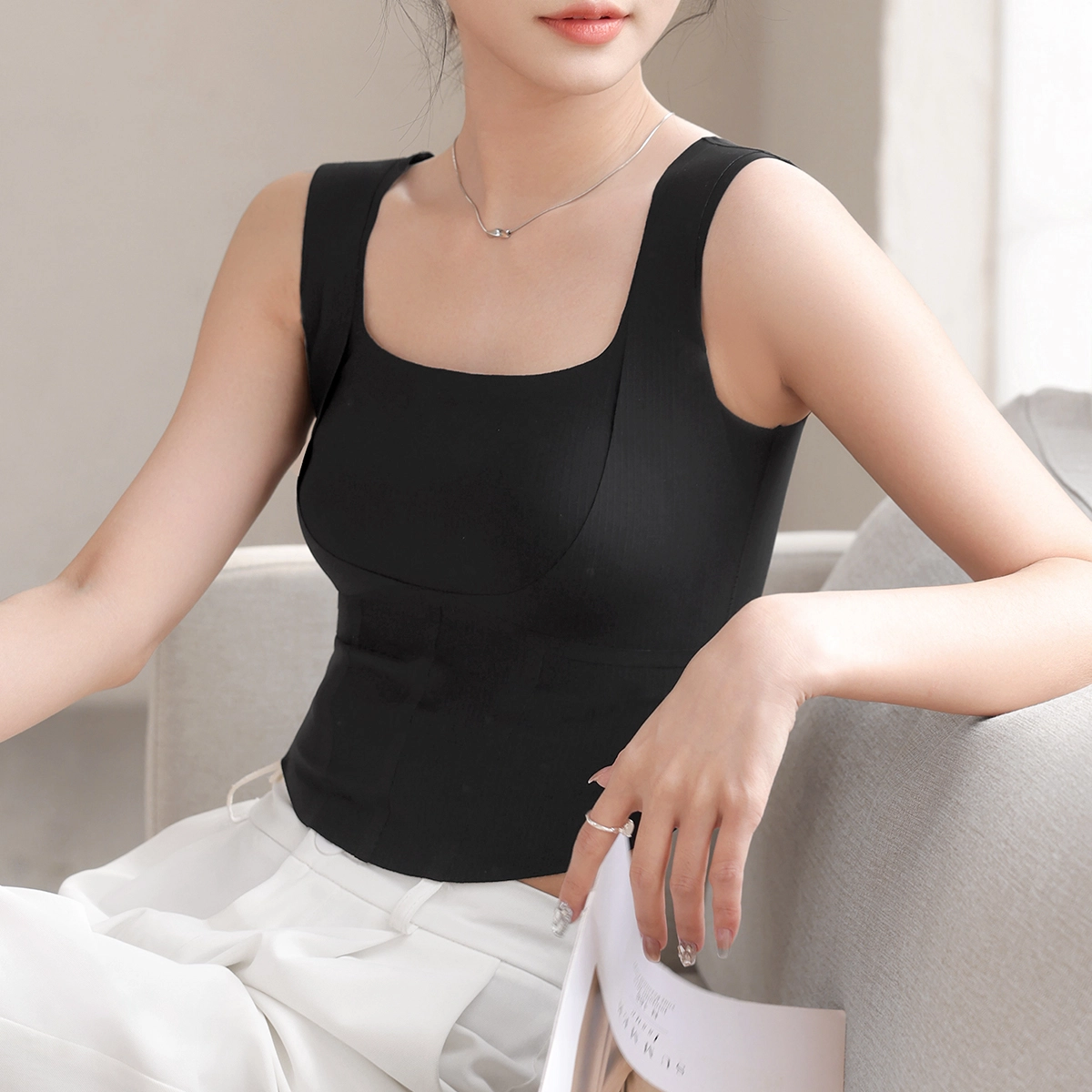 润微 法式吊带内搭美背背心 女款