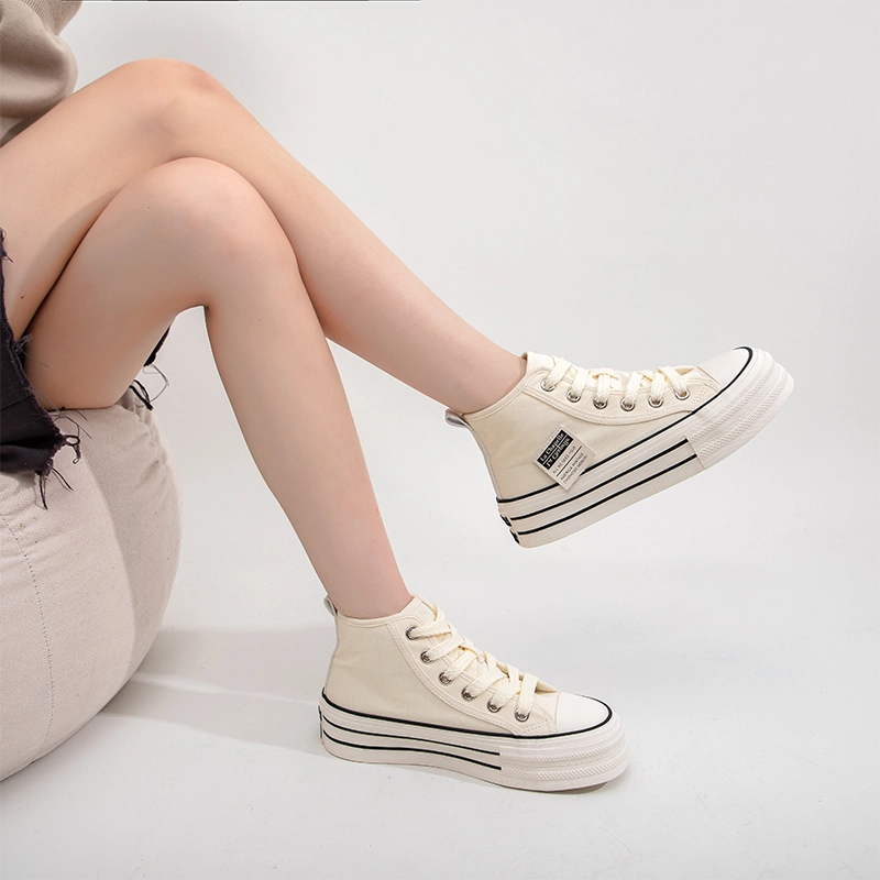 拉夏贝尔 休闲百搭 舒适潮流 高帮 帆布鞋 女款