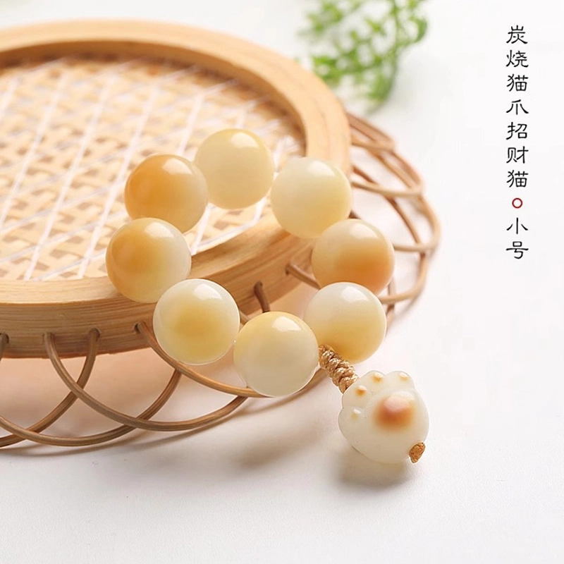 九华山 东方美学│好运蛇年天然多宝小手捻炭烧猫爪指尖盘玩绕指柔莲蓬文玩佛珠迷你 白玉菩提 手串 男女同款情侣款