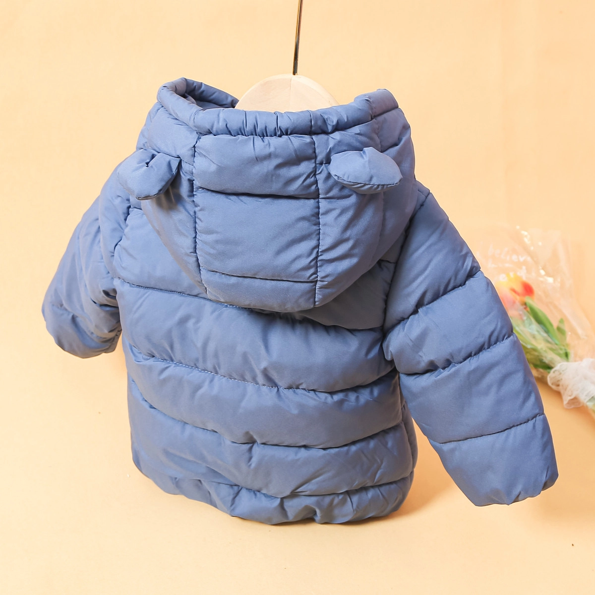 十月妈咪 纯色加厚外套保暖连帽棉服 儿童款