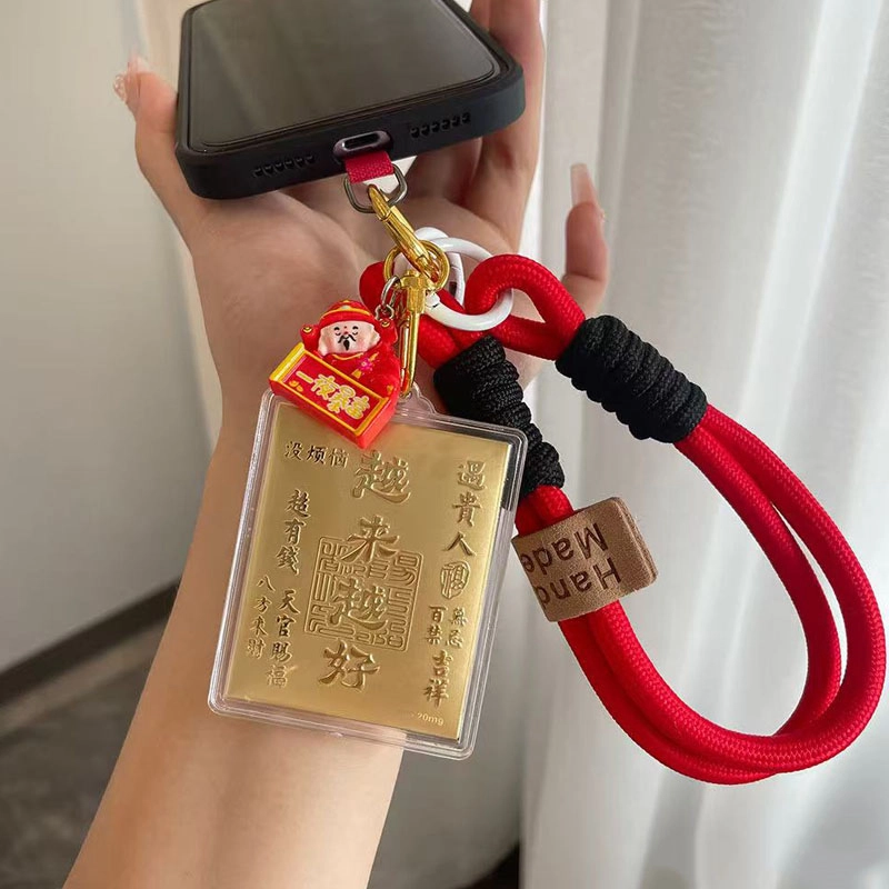 凤庙珠宝 越来越好方牌 复古新中式轻奢国潮风福气满满财运亨通马上有钱财源滚滚 日常通勤包包搭配配饰 金 挂件 男女同款情侣款