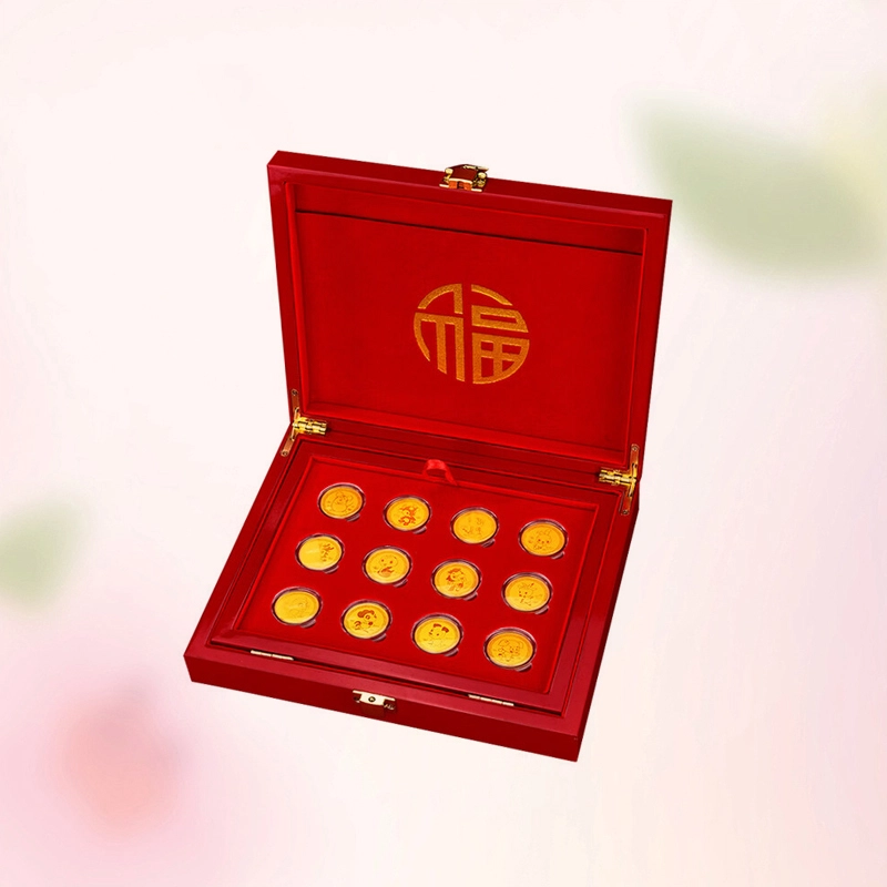 凤庙珠宝 龙年十二生肖纪念黄金摆件商务收藏品增值储蓄复古新中式国潮生肖本命年 足金 投资类 金条金币 男女同款情侣款 礼盒