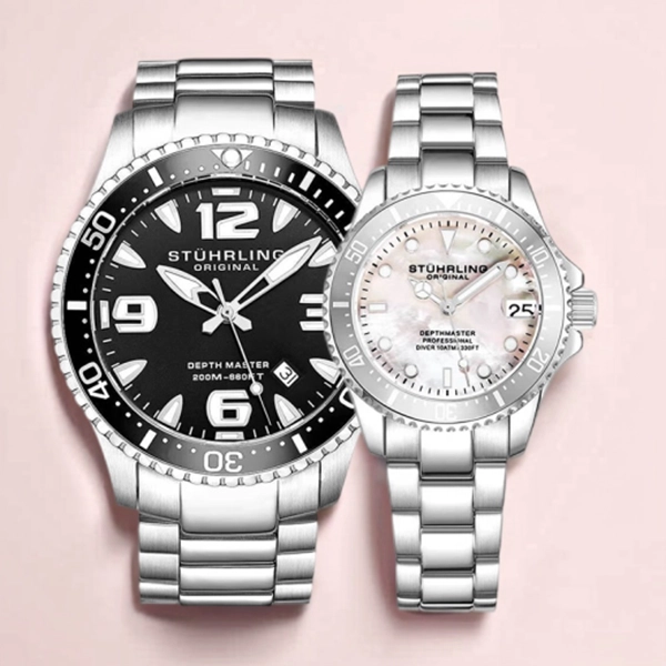 STUHRLING 43mm black 842.02+3950L.1