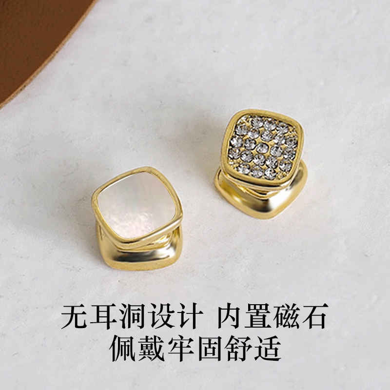 黛若 磁铁软垫 无耳洞 锆石 耳夹 男款