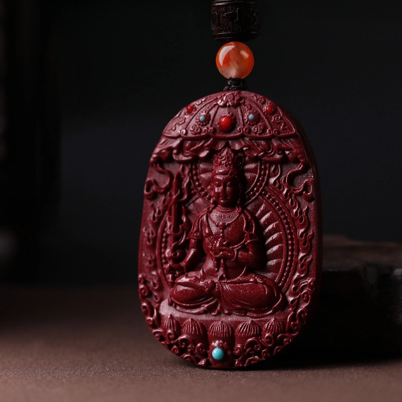 凯真 【高含量】国潮新中式十二生肖八大守护神 精工立体雕古风藏式喜庆红 朱砂 吊坠 男女同款情侣款
