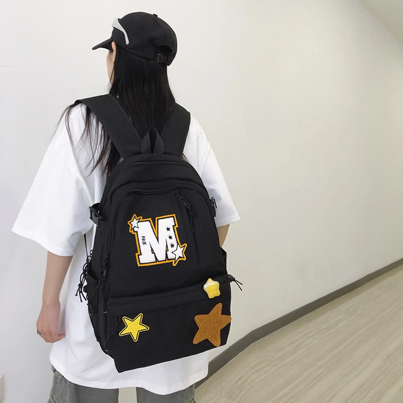 泰迪珍藏 韩版复古百搭学生星星包 尼龙 双肩包 男女同款情侣款 多色