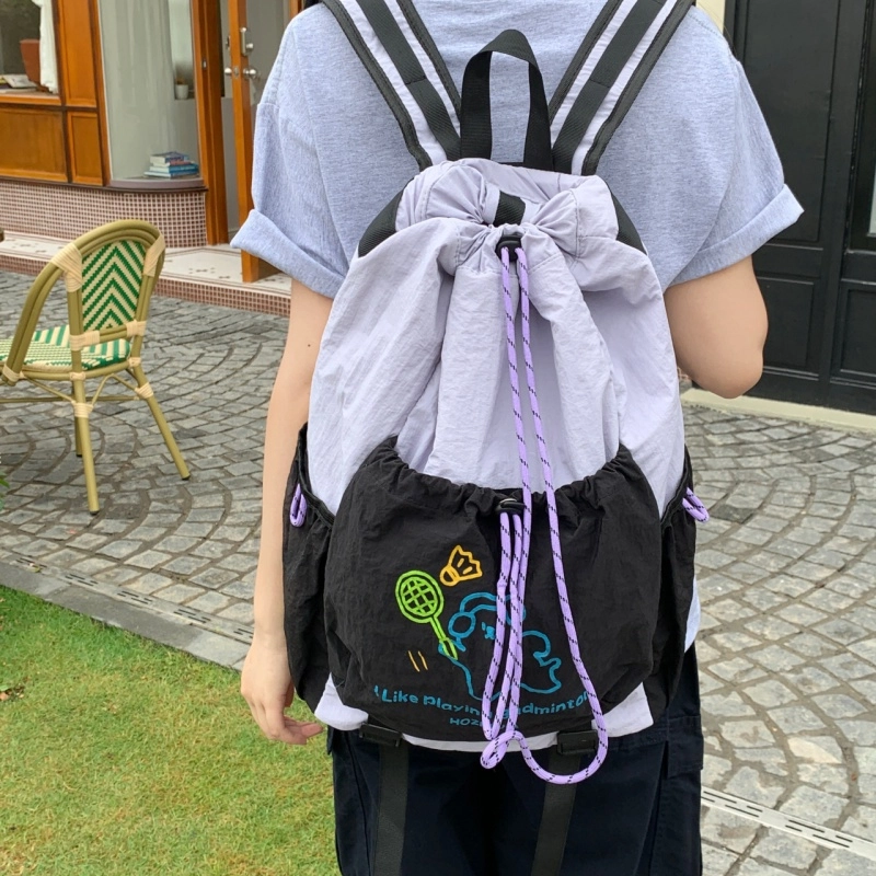 泰迪珍藏 撞色简约抽绳设计百搭 塔丝隆 背包双肩包 女款 多色