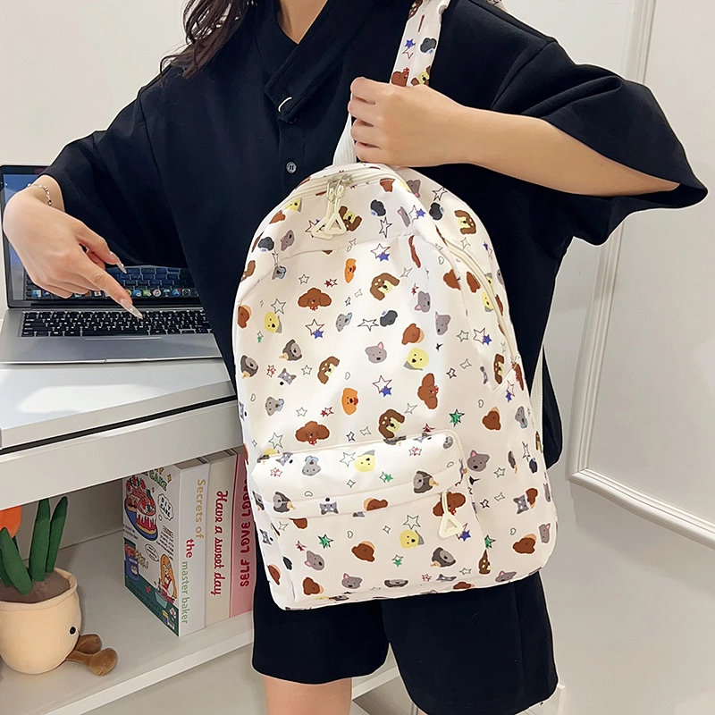 泰迪珍藏 可爱百搭印花涂鸦 尼龙 书包背包双肩包 女款 多色