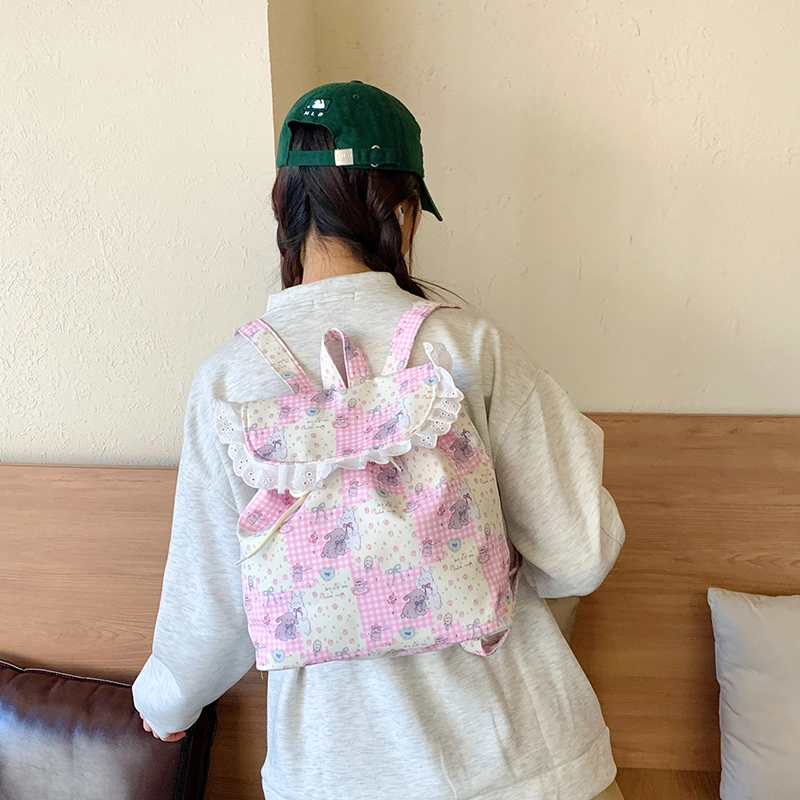 泰迪珍藏 森系少女可爱拼色大容量碎花 布 双肩包 女款 多色