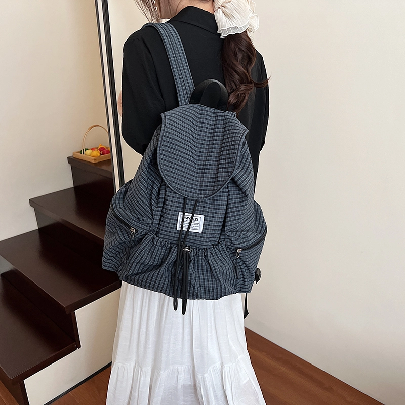 泰迪珍藏 潮流休闲户外旅行大容量 布 双肩包 女款 灰蓝色
