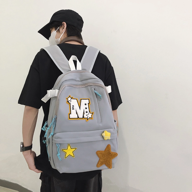 泰迪珍藏 韩版复古百搭学生星星包 尼龙 双肩包 男女同款情侣款 多色