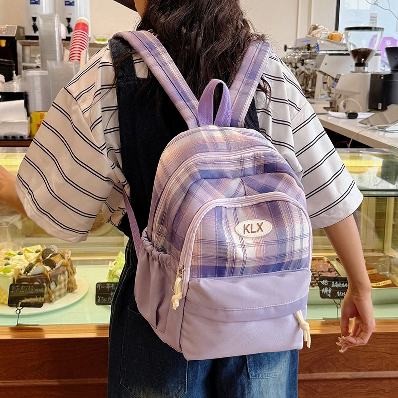 泰迪珍藏 高颜值格子背包简约百搭 帆布 双肩包 女款 多色