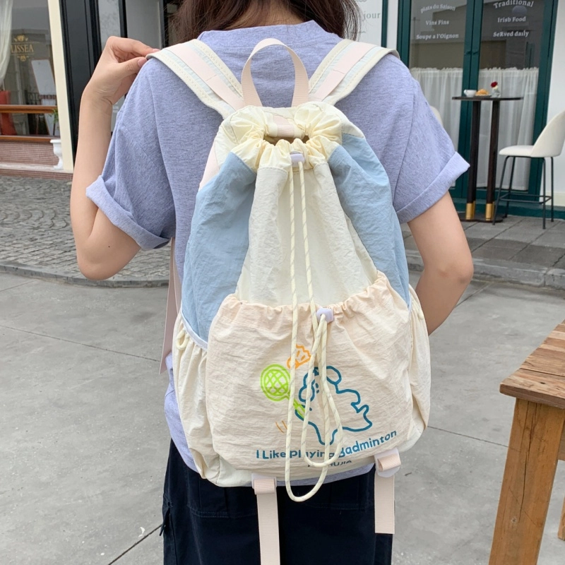 泰迪珍藏 撞色简约抽绳设计百搭 塔丝隆 背包双肩包 女款 多色