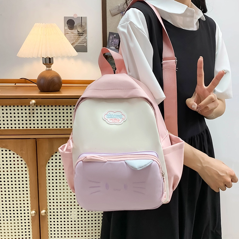 泰迪珍藏 日系猫耳朵简约百搭少女心 帆布 双肩包 女款 多色
