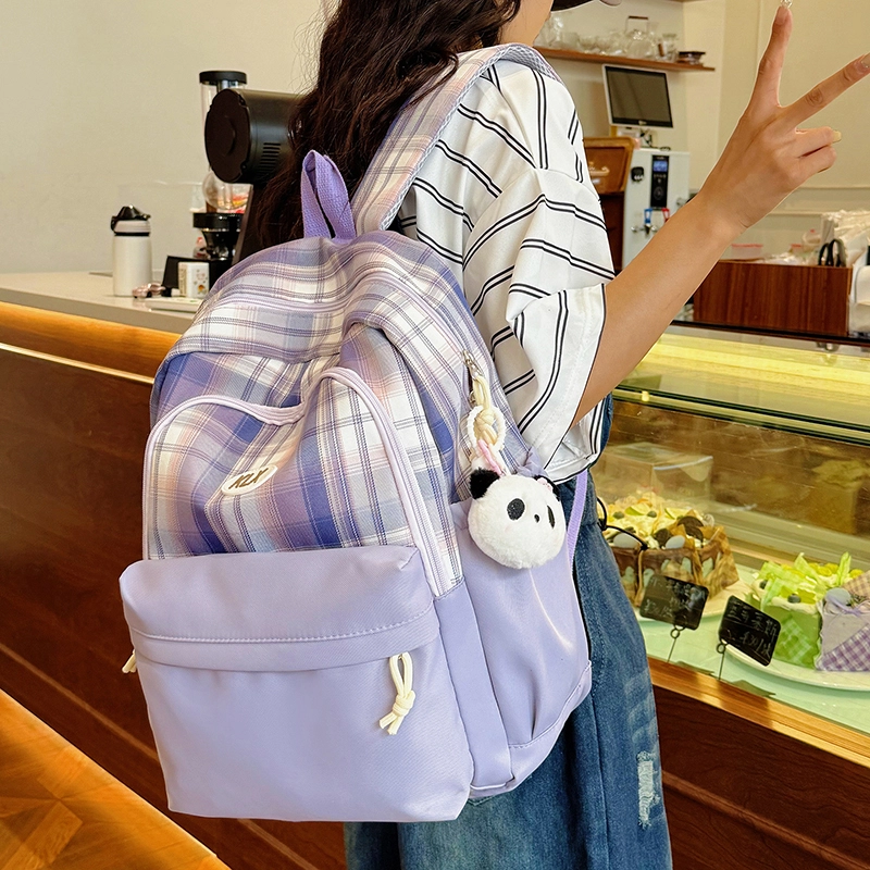 泰迪珍藏 高颜值格子背包简约百搭 帆布 双肩包 女款 多色