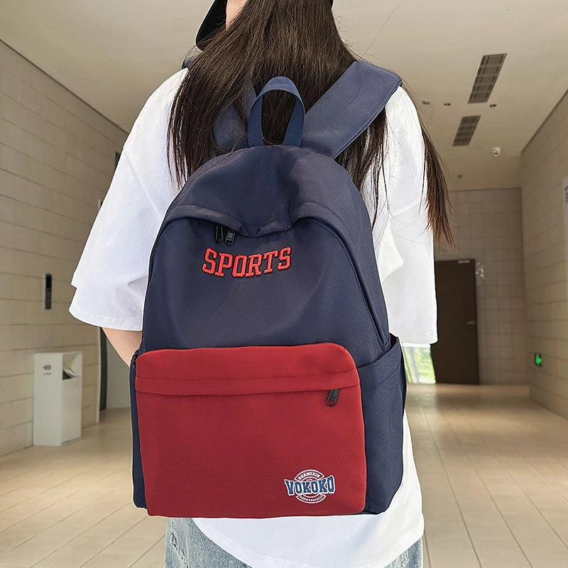泰迪珍藏 美式复古撞色学院风 尼龙 书包背包双肩包 男女同款情侣款 多色