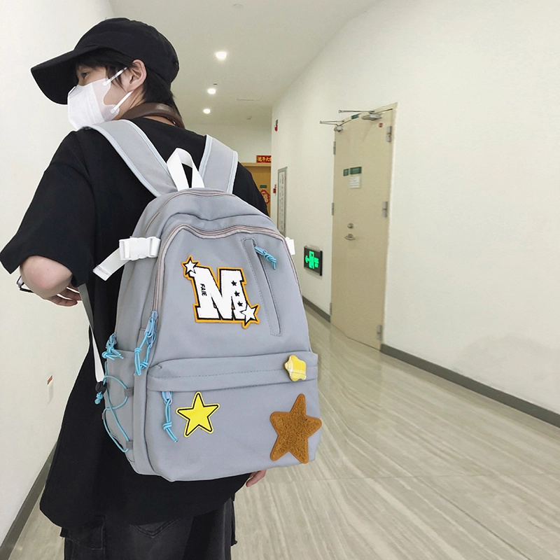 泰迪珍藏 韩版复古百搭学生星星包 尼龙 双肩包 男女同款情侣款 多色