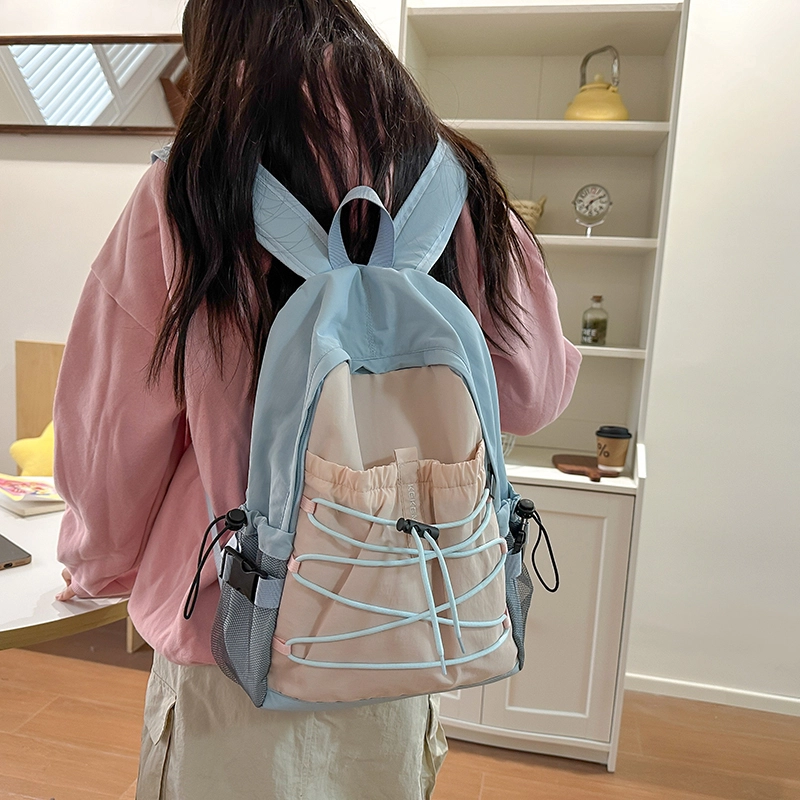 泰迪珍藏 简约撞色轻便百搭小众 尼龙 双肩包 女款 多色
