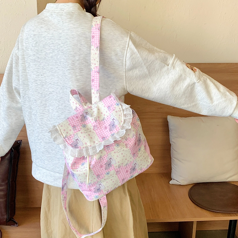 泰迪珍藏 森系少女可爱拼色大容量碎花 布 双肩包 女款 多色