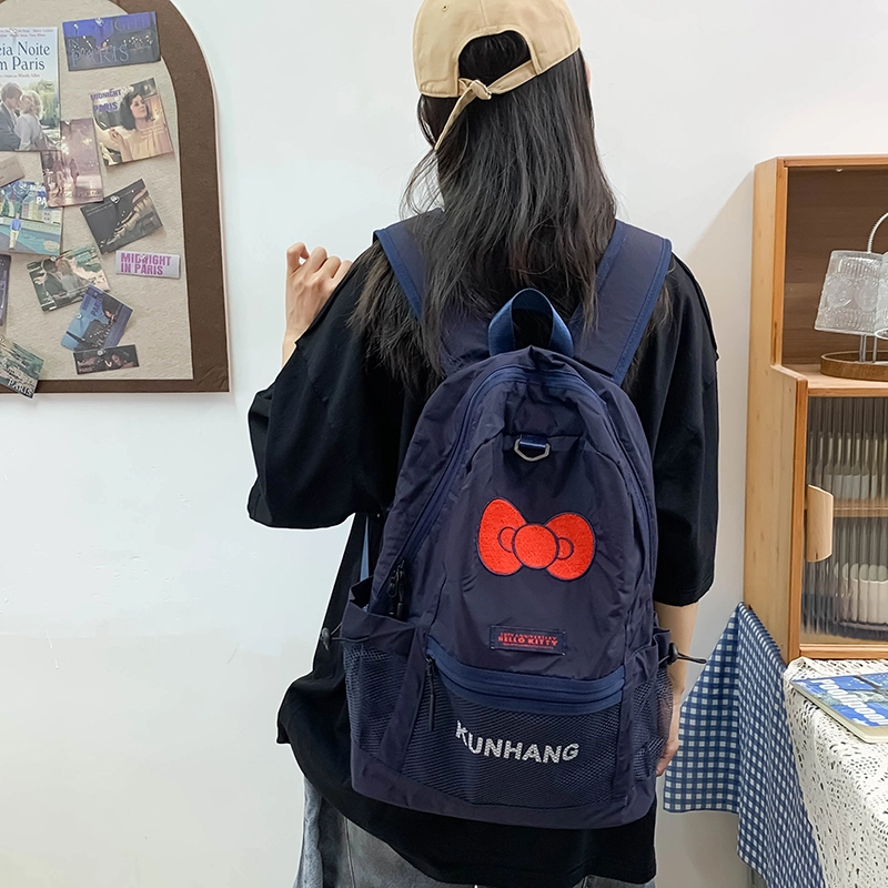 泰迪珍藏 时尚少女轻便简约百搭 尼龙 双肩包 女款 藏青色
