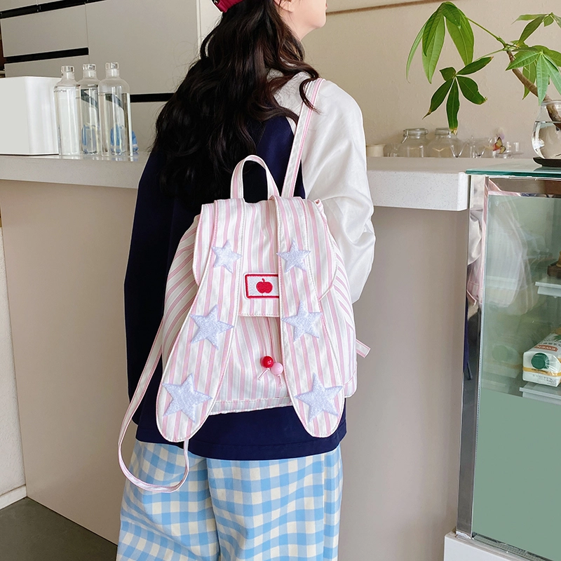 泰迪珍藏 时尚高颜值条纹百搭 布 双肩包 女款 多色