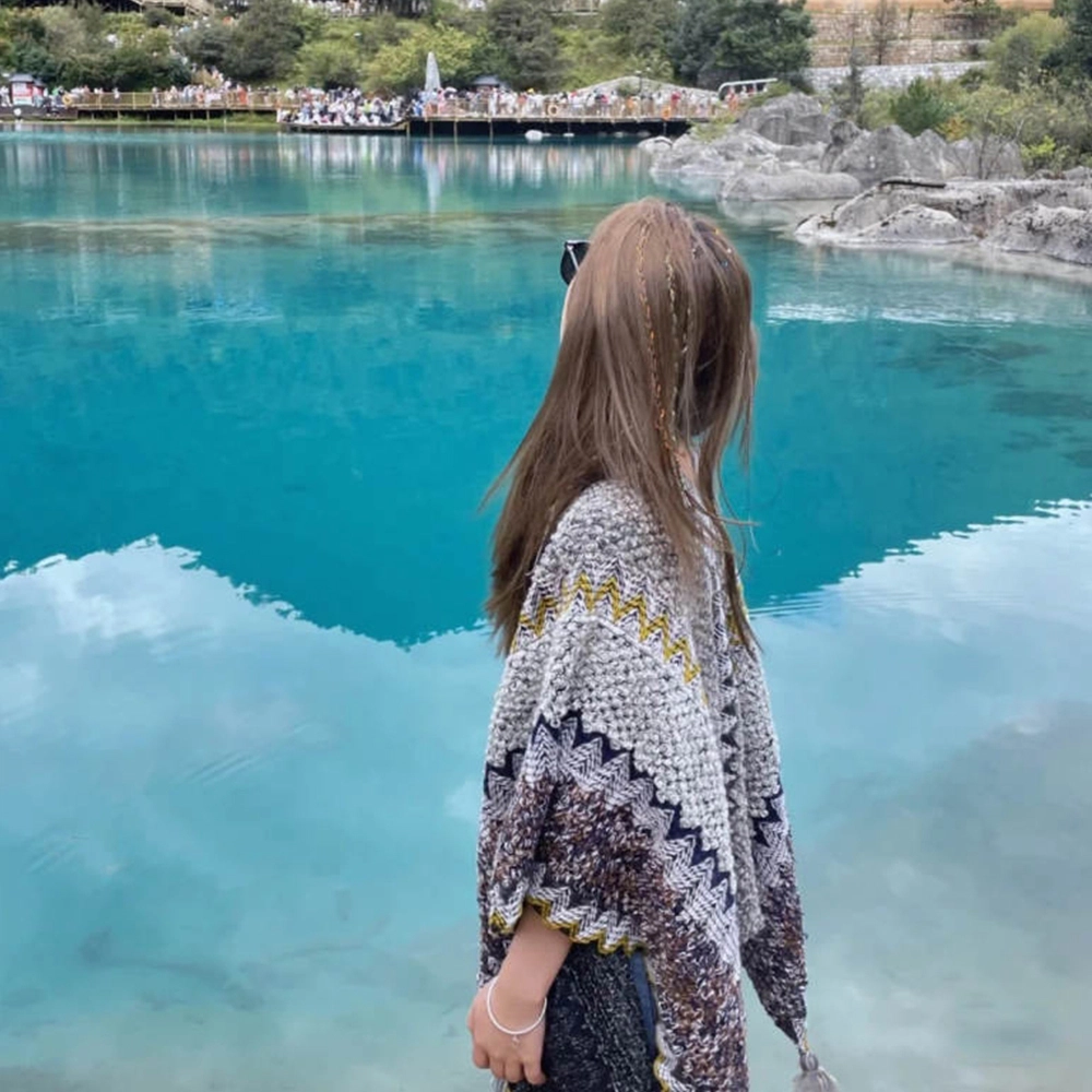 梦特娇 旅游外搭复古民族风流苏针织保暖 披肩 女款