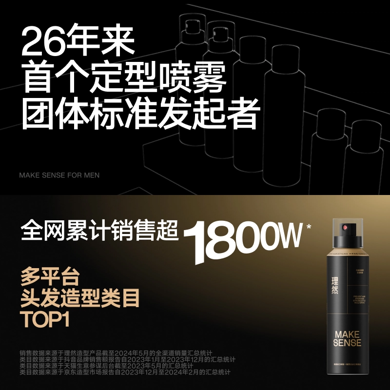 理然 防断发强悍速干黑金定型喷雾 先锋发泥空气磐石发泥哑光发蜡发油 男士专用持久定型 自然蓬松强支撑发胶