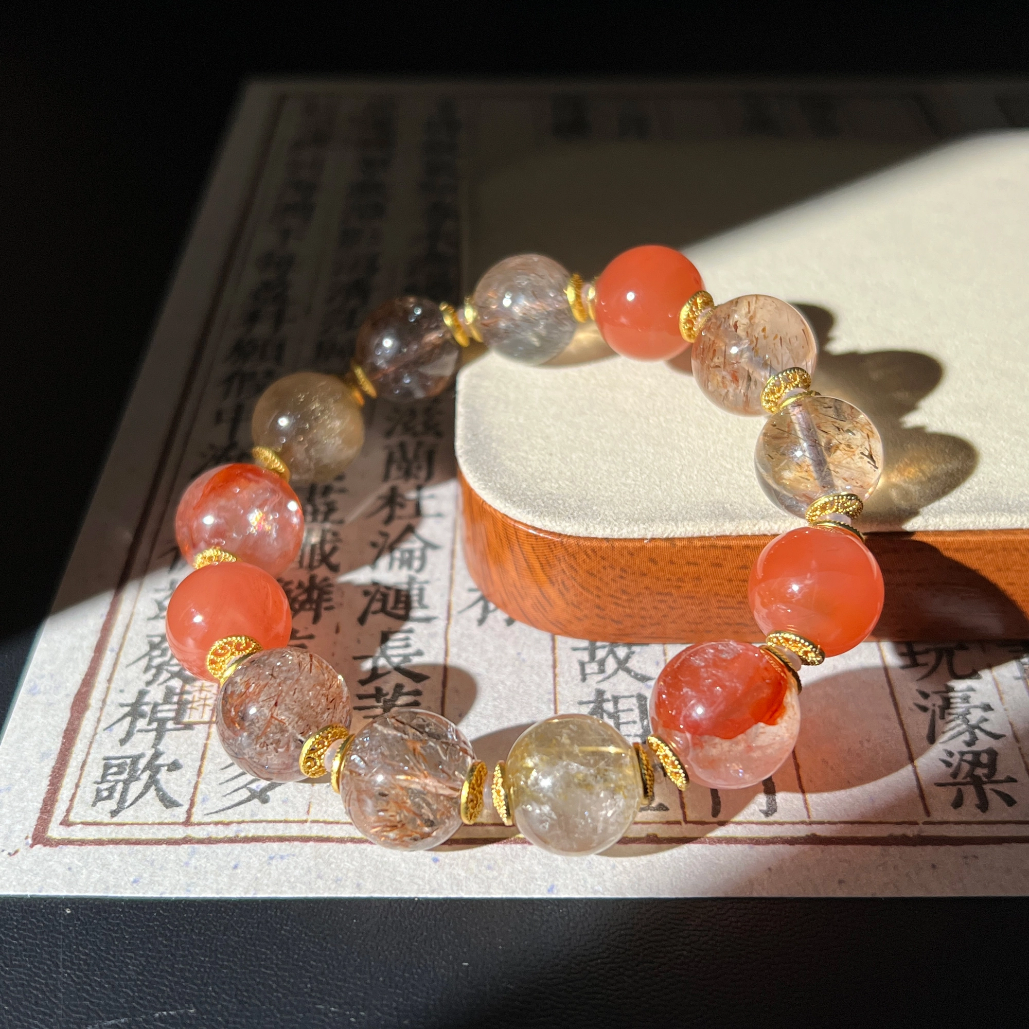 【鎏金岁月】 浮笙梦 多宝多福 黑金超新中式国风招财进宝精致简约小众高级感轻奢设计日常通勤手饰合成/人造 黑发晶 手串 女款