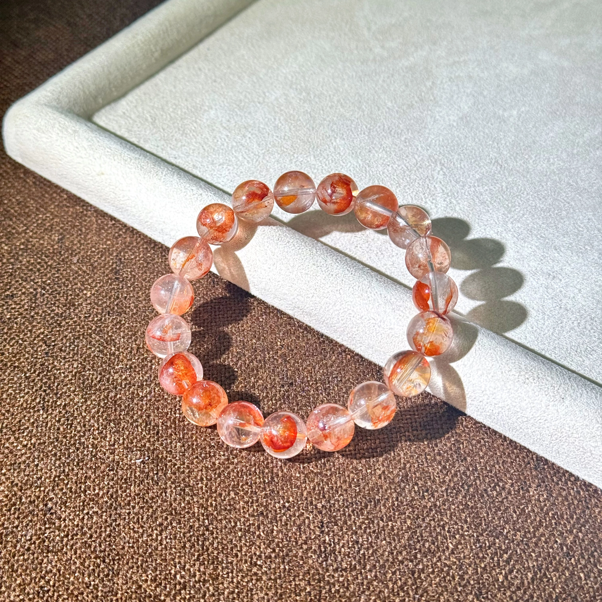 【招财进宝】 浮笙梦 月落星沉 橙子汽水糖纸芬达橙轻奢高级感火土能量磁场事业顺利百搭款手饰#好运天然 红胶花 水晶手串 男女同款情侣款