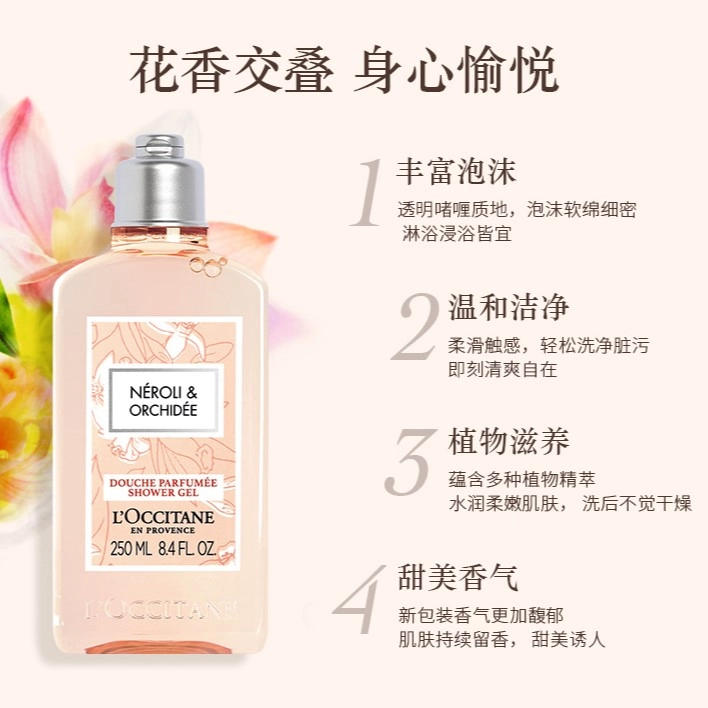 欧舒丹 樱花玫瑰格拉斯橙花沐浴露身体乳香氛身体护理 保湿滋润香氛伴手礼