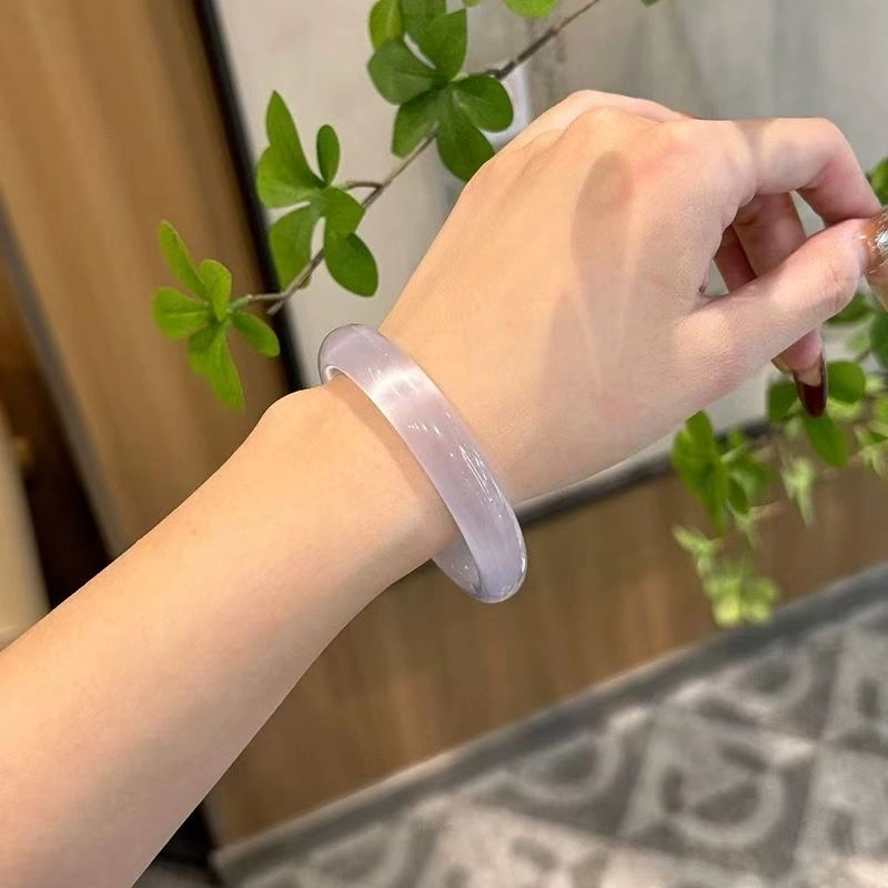 周阿尤 柔美优雅素圈典雅精致镯 琉璃 手镯 女款