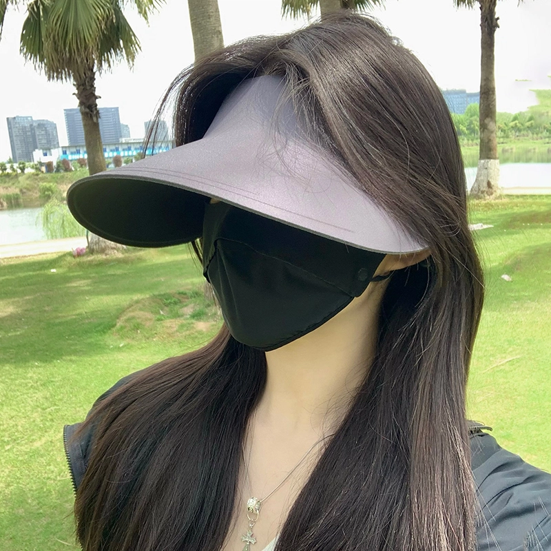 稻草人 夏季无痕一体空顶帽 大帽檐遮阳防紫外线 简约百搭显脸小 锦纶 防晒帽 女款